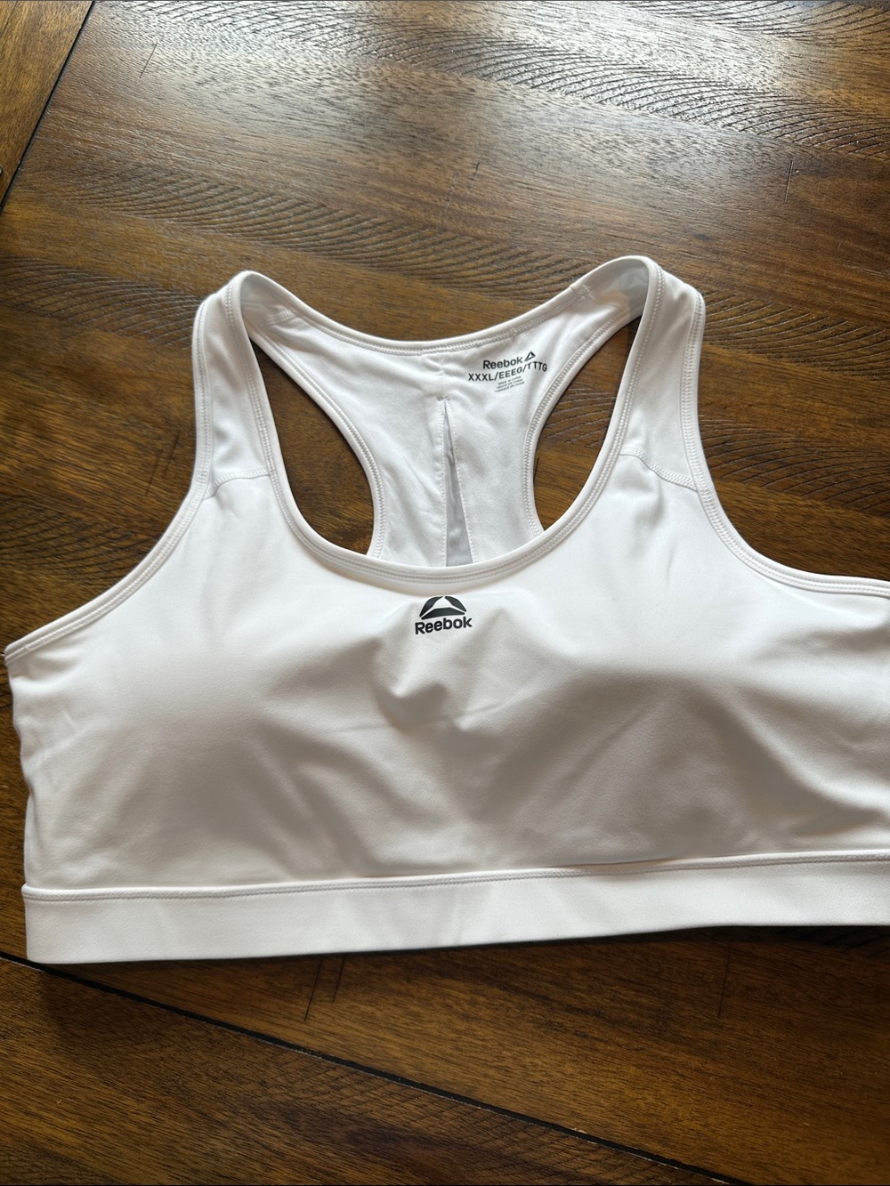 Reebok White Racerback Performance Sports Bra
